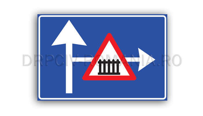 Presemnalizarea unui loc periculos, o interzicere sau o restricție pe un druum lateral